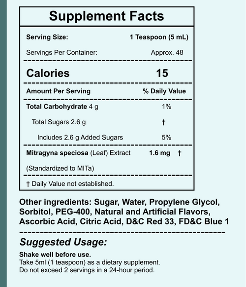 MGM-15 160mg  Xtra-Strength Liquid Syrup - Raspberry - 16 oz. [Batch #001]